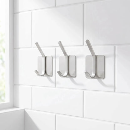 Crochets muraux adhésifs en acier inoxydable argent OrganiZelt, lot de 3, pour une entrée moderne et organisée
