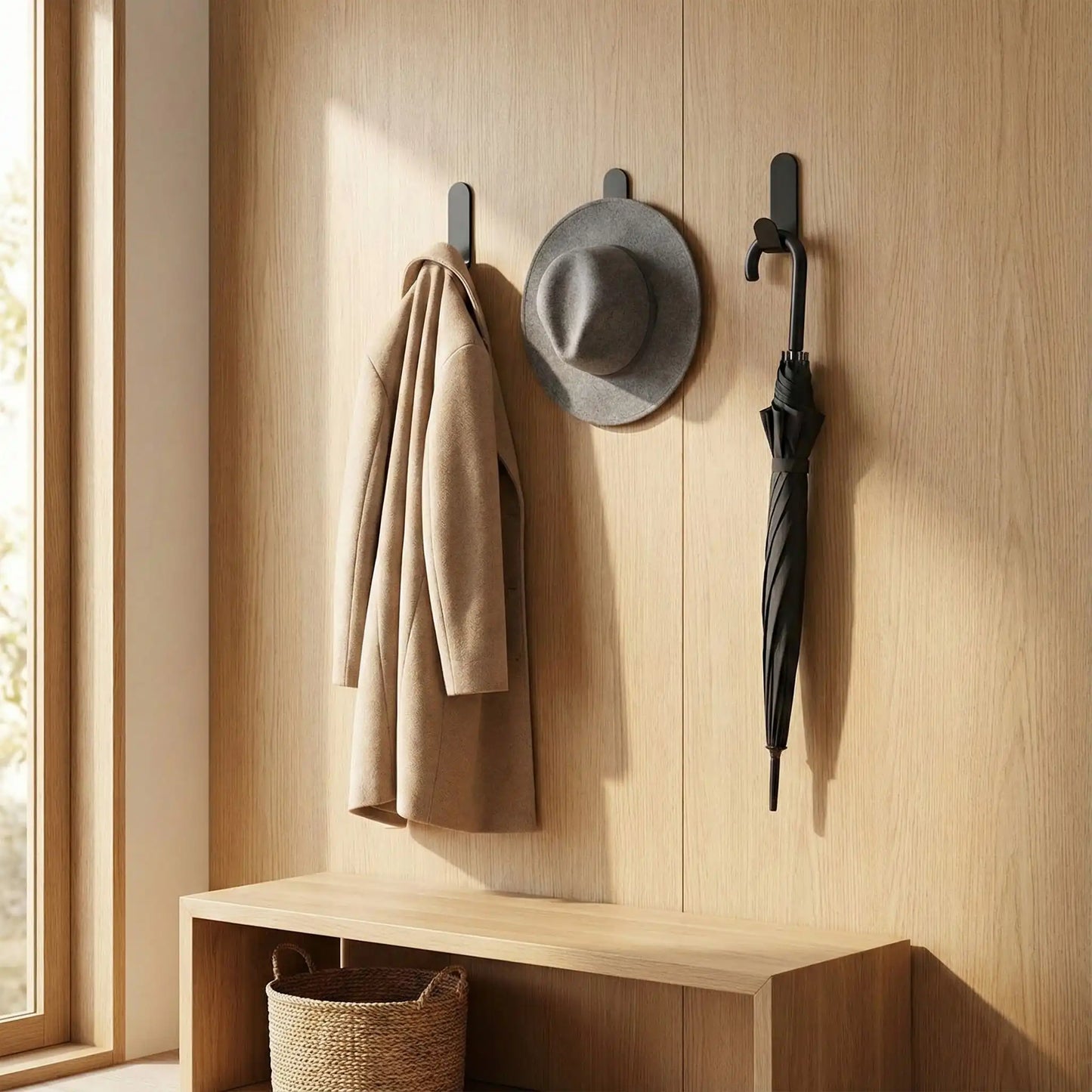 Crochets muraux adhésifs OrganizPro avec veste et chapeau