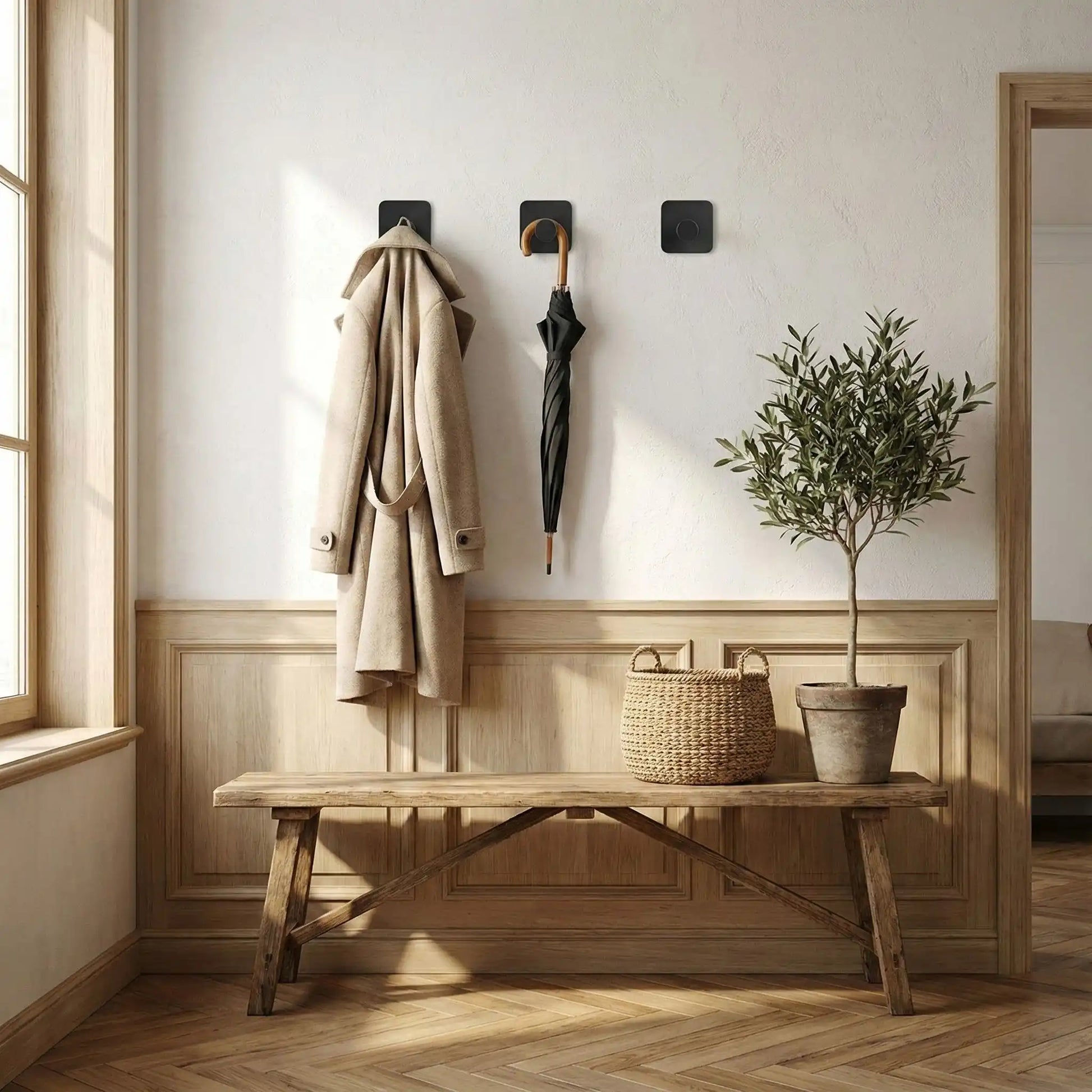 Crochets muraux adhésifs sans perçage avec parapluie et veste