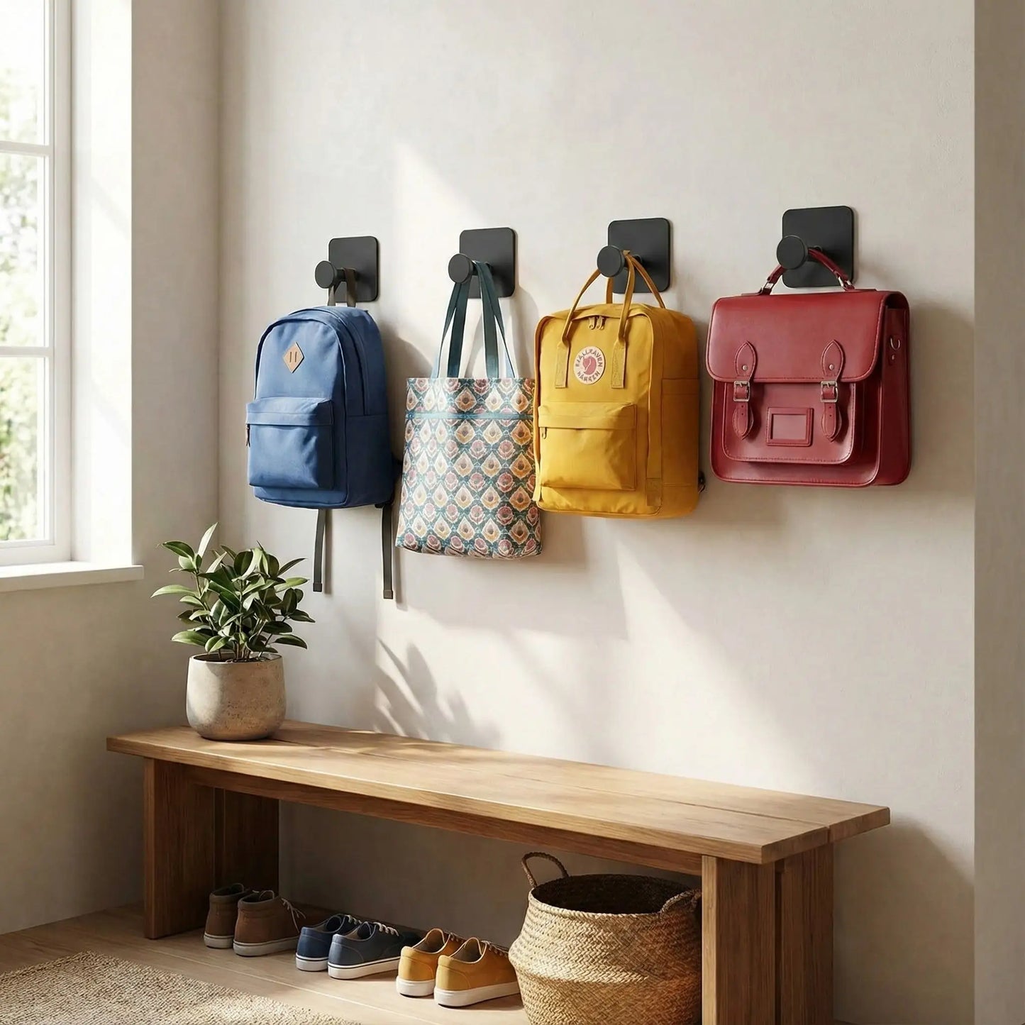 Crochets muraux adhésifs sans perçage avec sacs