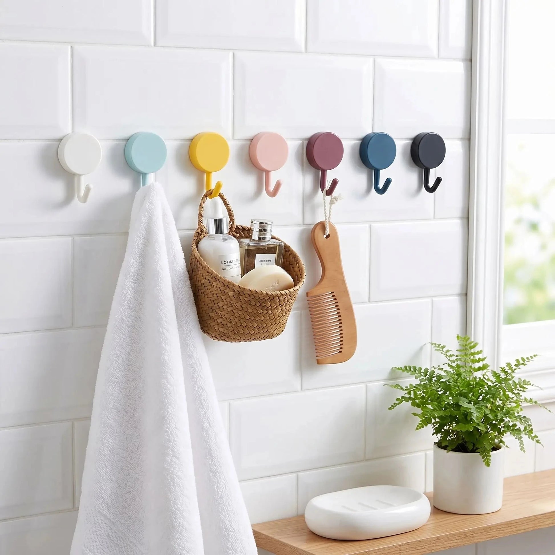 Crochets Muraux Adhésifs | Sans Perçage & Colorés (Lot de 10) Crochets Muraux Adhésifs Rangement signature 