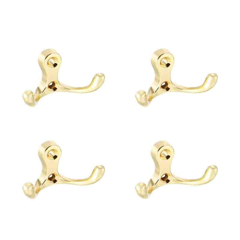 crochets muraux aluminium, lot de 4, dorés pour rangement mural épuré