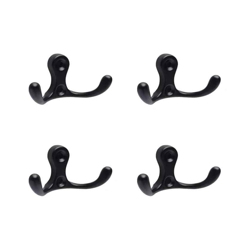 crochets muraux aluminium lot de 4 noirs fixés au mur dans une entrée moderne