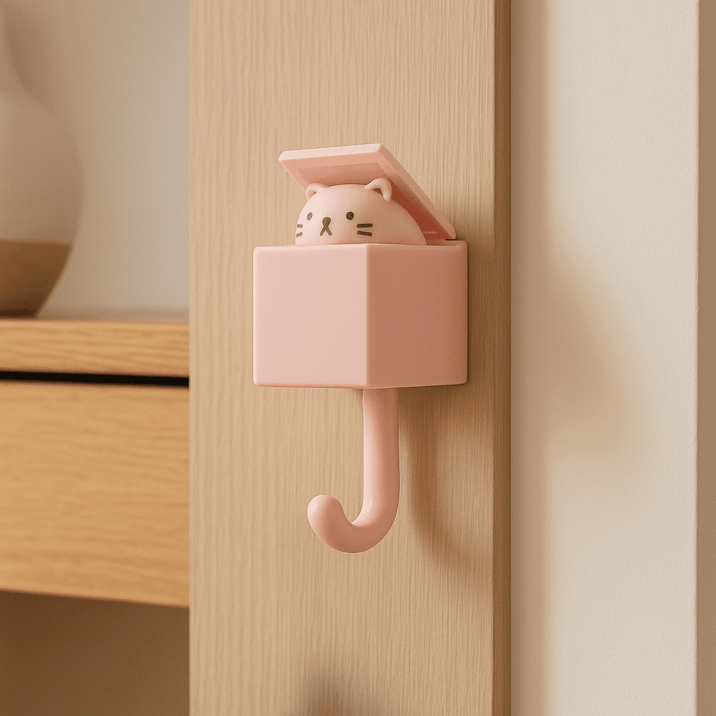 Crochets Muraux Animaux | Le Rangement Interactif qui fait Sourire crochet mural Rangement signature Chat rose 