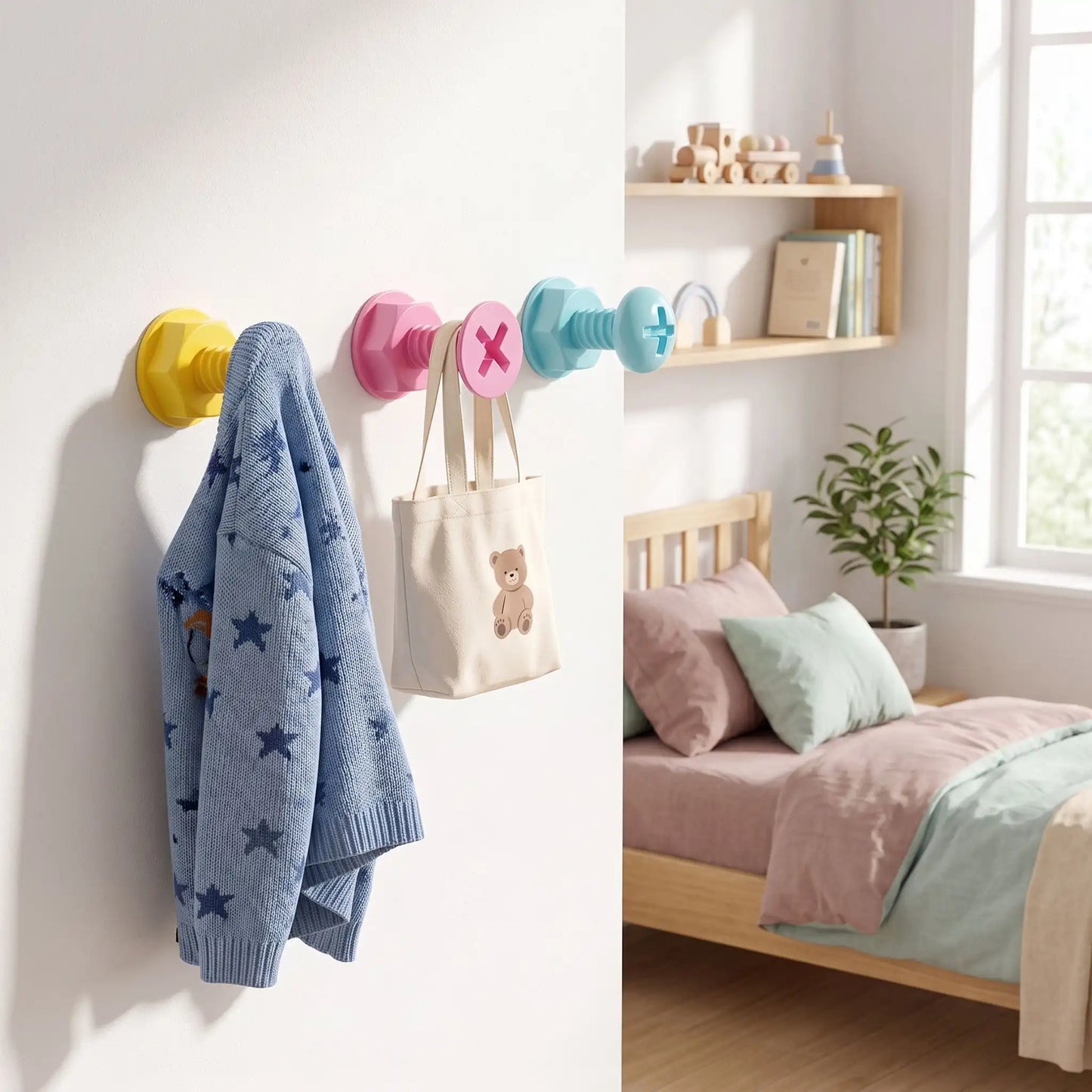 Crochets muraux décoratifs sans perçage, lot de 3, design élégant pour une chambre harmonieuse