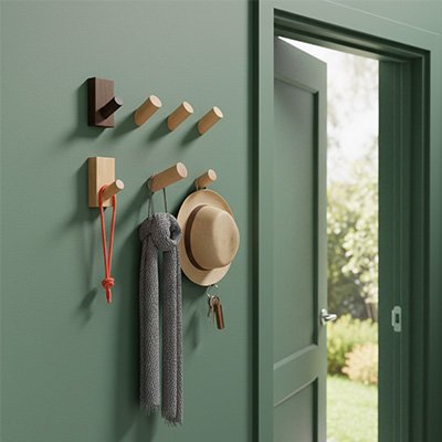 Crochets muraux noyer dans L'entrée 