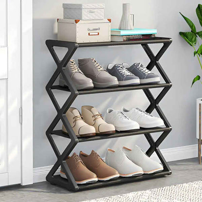 Étagère à chaussures CompactHome noir avec souliers
