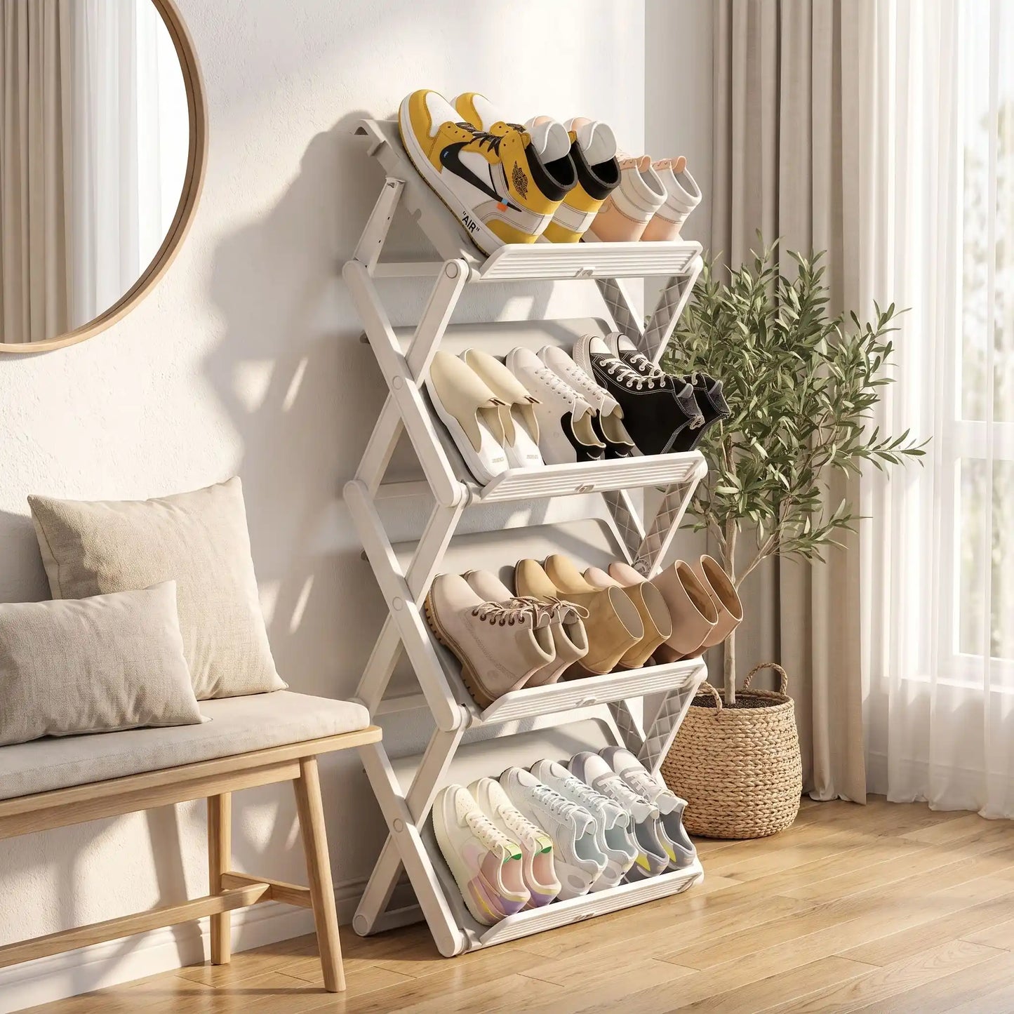 Etagere a chaussures compacte gain de place pour entrée moderne