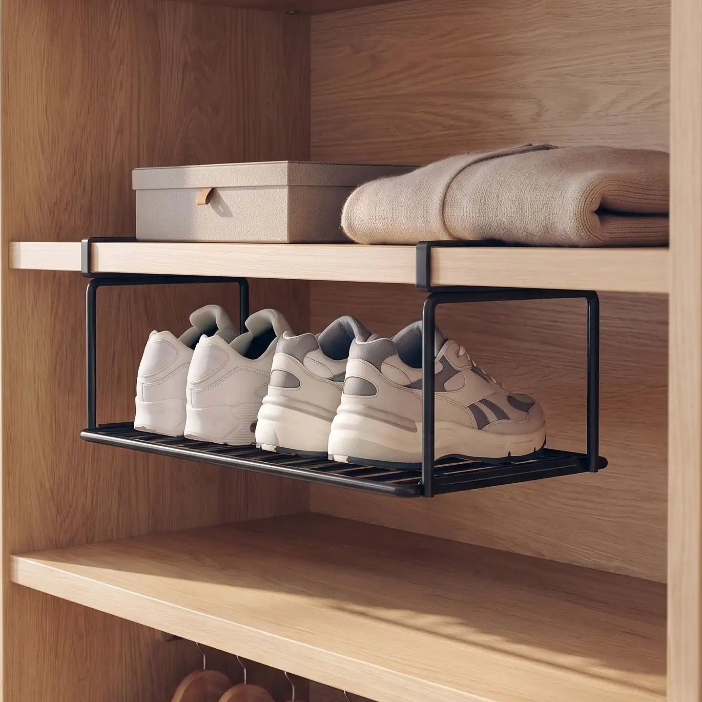 Étagère à chaussures FJELL™ suspendue ShoeHook noire gain de place pour entrée organisée et rangement vertical
