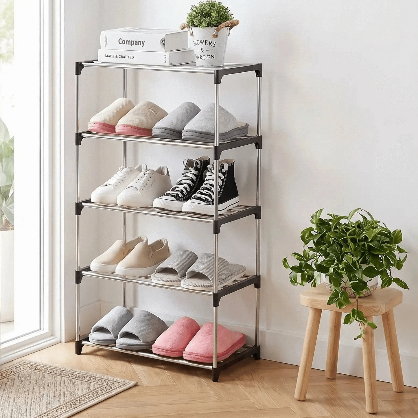 Étagère à Chaussures | Modèle Slim MultiFlex (10 paires, spécial entrée étroite) Étagère à chaussures Rangement signature 