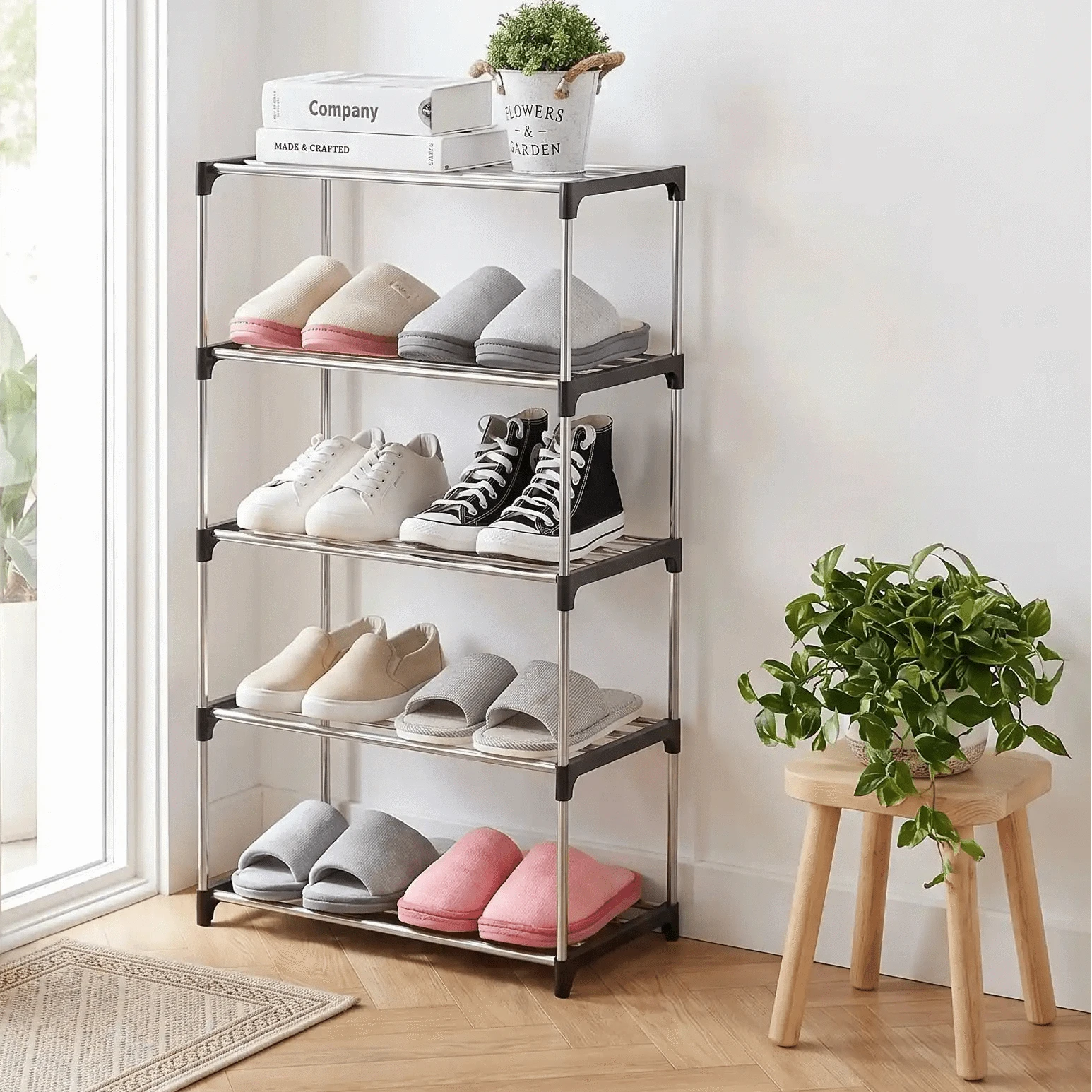 Étagère à Chaussures | Modèle Slim MultiFlex (10 paires, spécial entrée étroite) Étagère à chaussures Rangement signature 