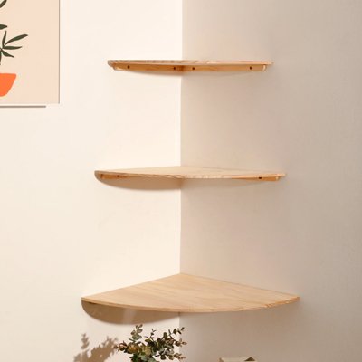 Etagere angle murale trois niveaux