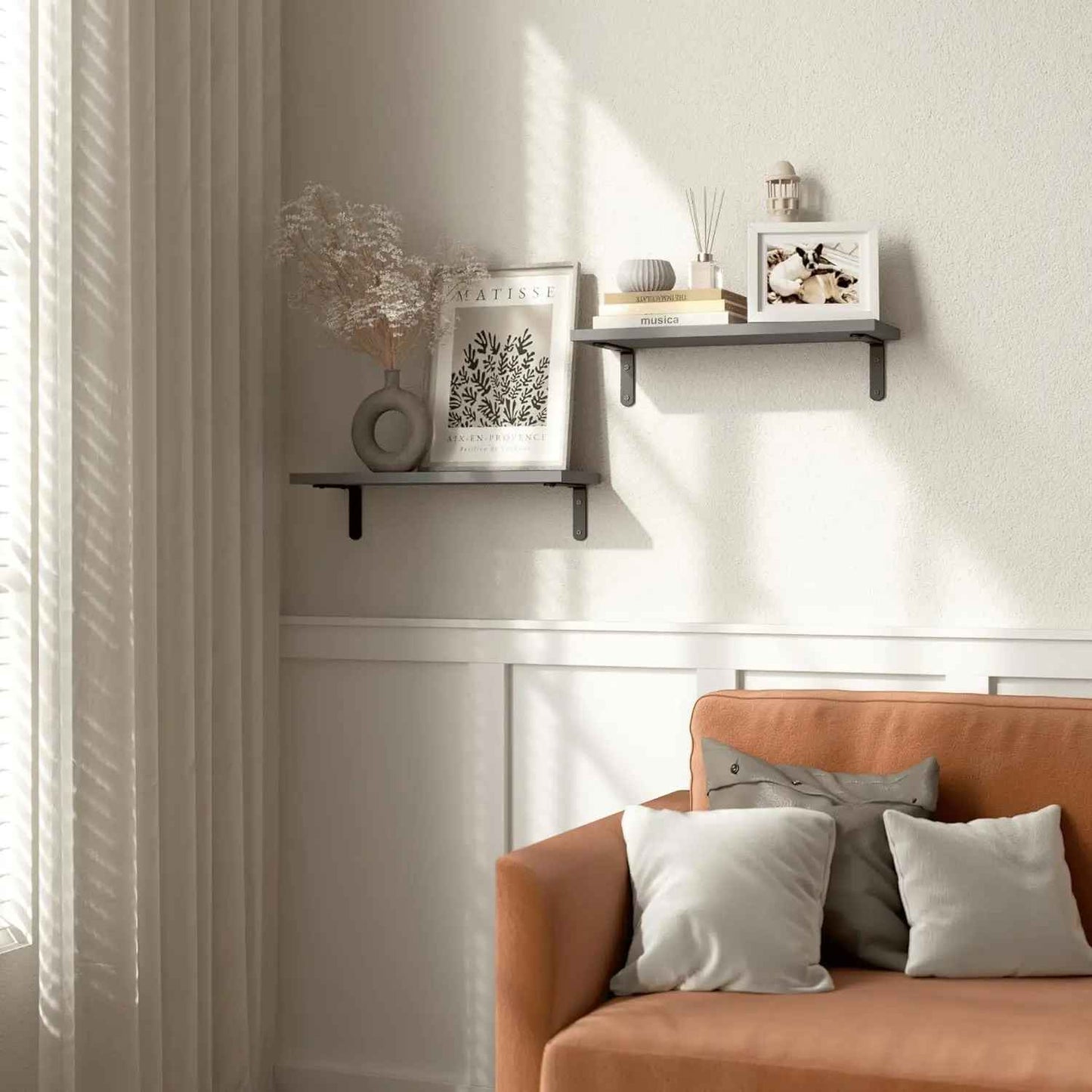 Etagere bois mural Rustique Duo  dans un salon