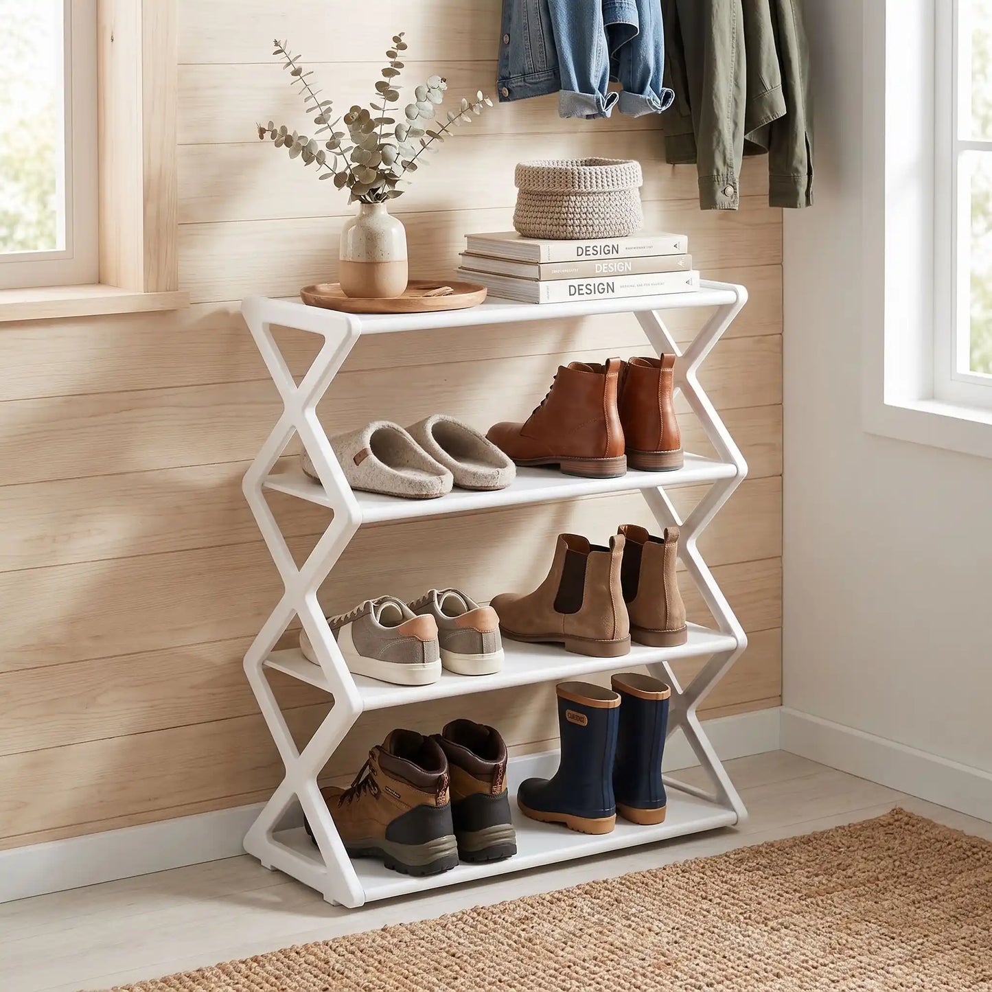 Étagère à chaussures CompactHome en PP haute densité FJELL™ pour entrée organisée