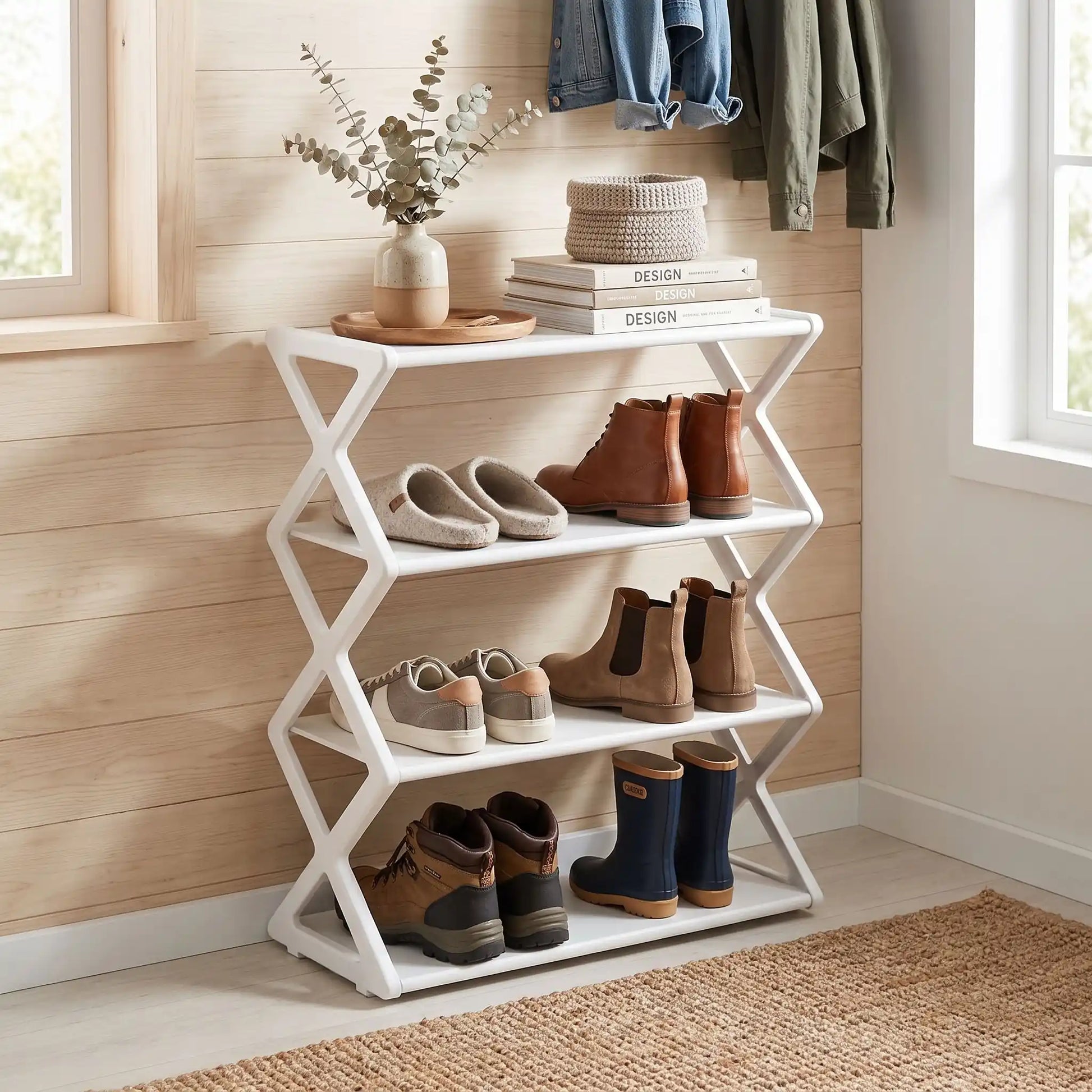 Étagère à chaussures CompactHome en PP haute densité FJELL™ pour entrée organisée