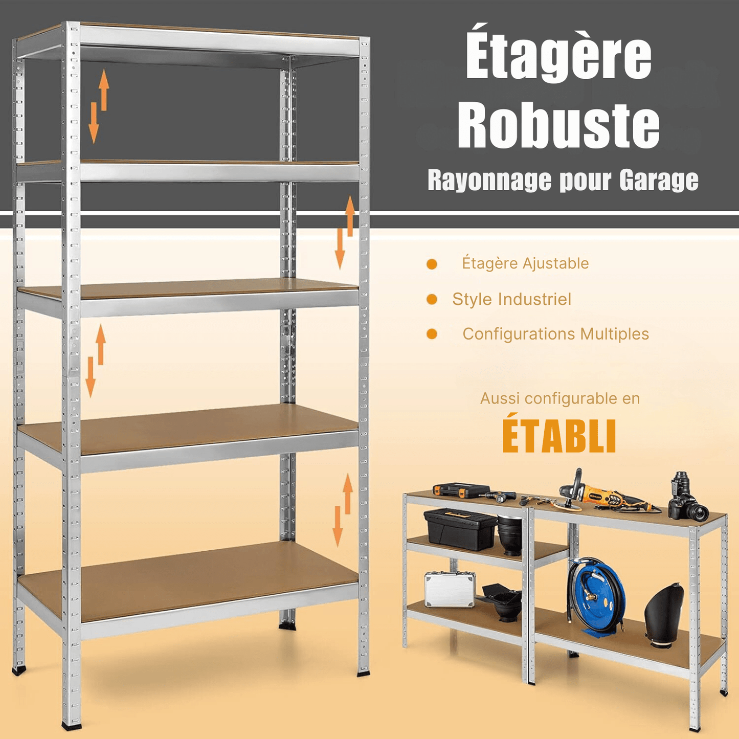 Étagère Métallique - MegaRack™ - Argent - Rangement signature