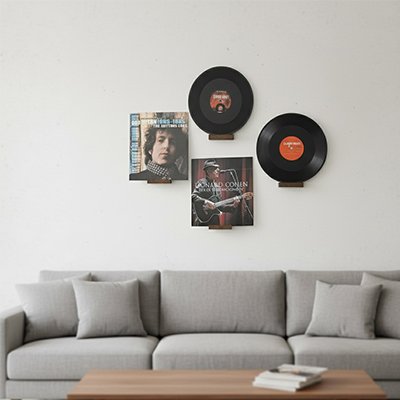 Etagere murale bois avec disque vinyle