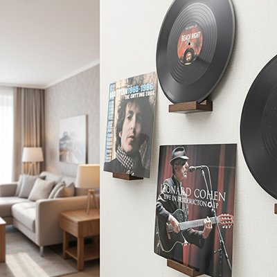 Etagere murale bois avec vinyles