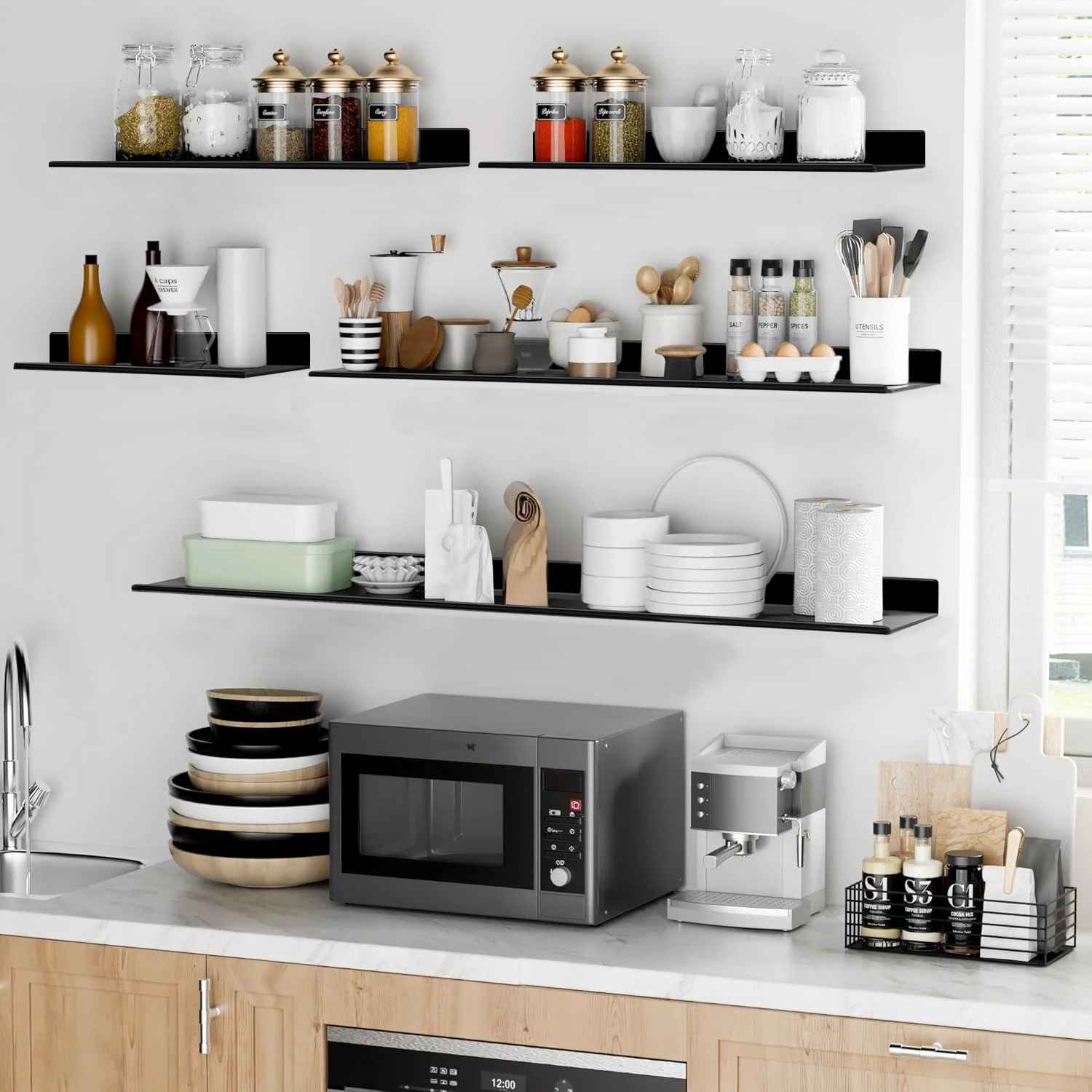 Etagere murale Design Aluminium noir cuisine