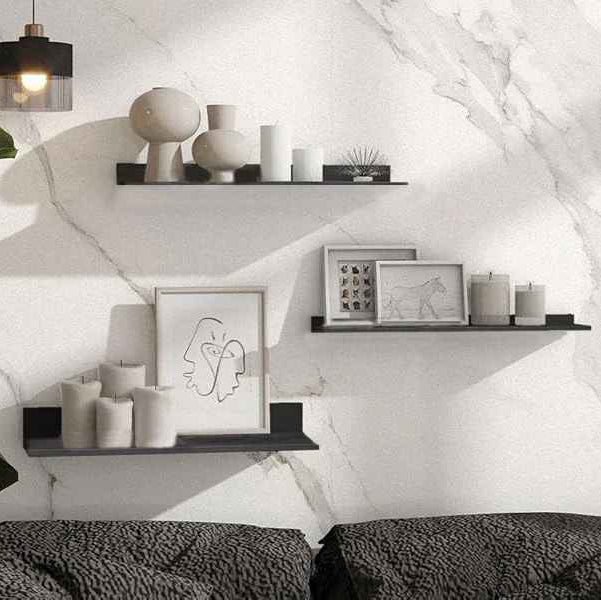 Etagere murale Design Aluminium noir salon