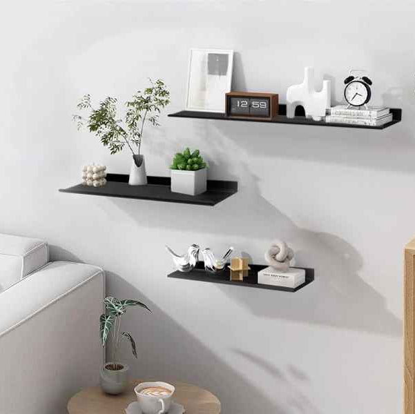 Etagere murale Design Aluminium noir 3 grandeurs