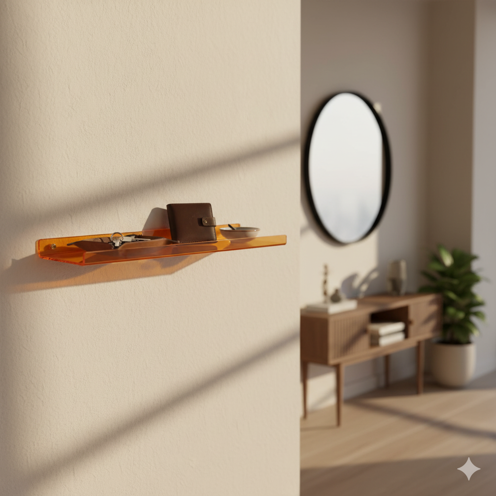 Étagère murale Plexiglass Flottante orange entrée