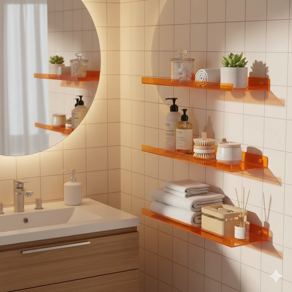 Étagère murale Plexiglass Flottante orange salle de bain