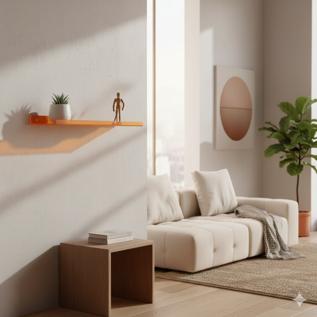 Étagère murale Plexiglass Flottante orange salon