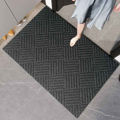 Grand tapis d'entrée absorbant antidérapant gris 