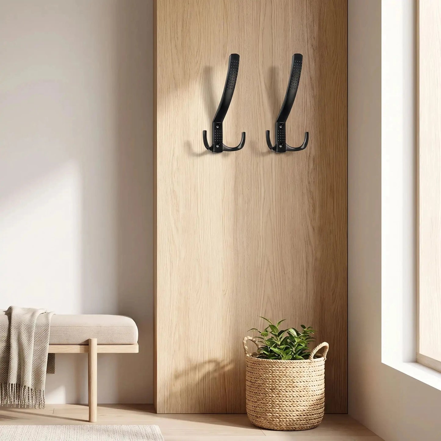 patere alliage de zinc elegant noir en duo pour organiser accessoires