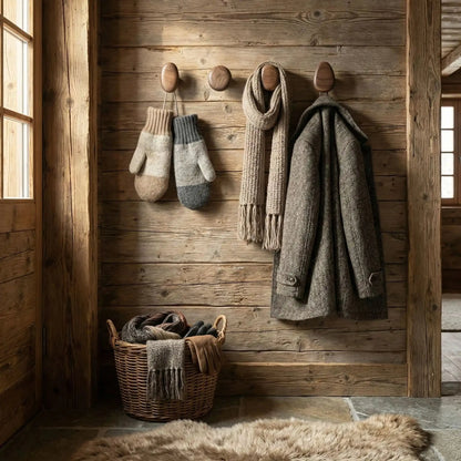 Patere bois massif style scandinave lot de 4 pour suspendre vêtements et accessoires dans une ambiance naturelle et rustique.