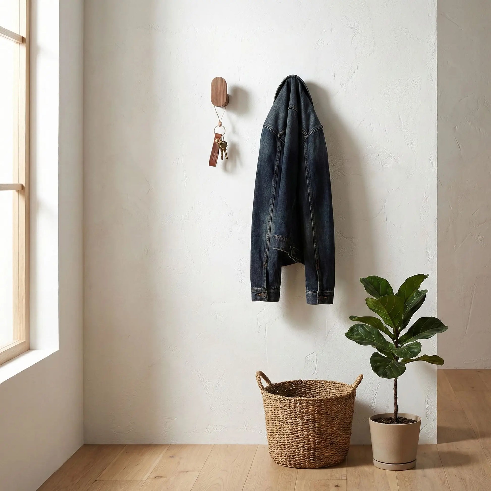 Patere bois noyer naturel entrée