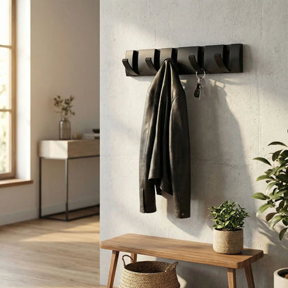 Patere mural avec veste et clés Aluminium Design Noir