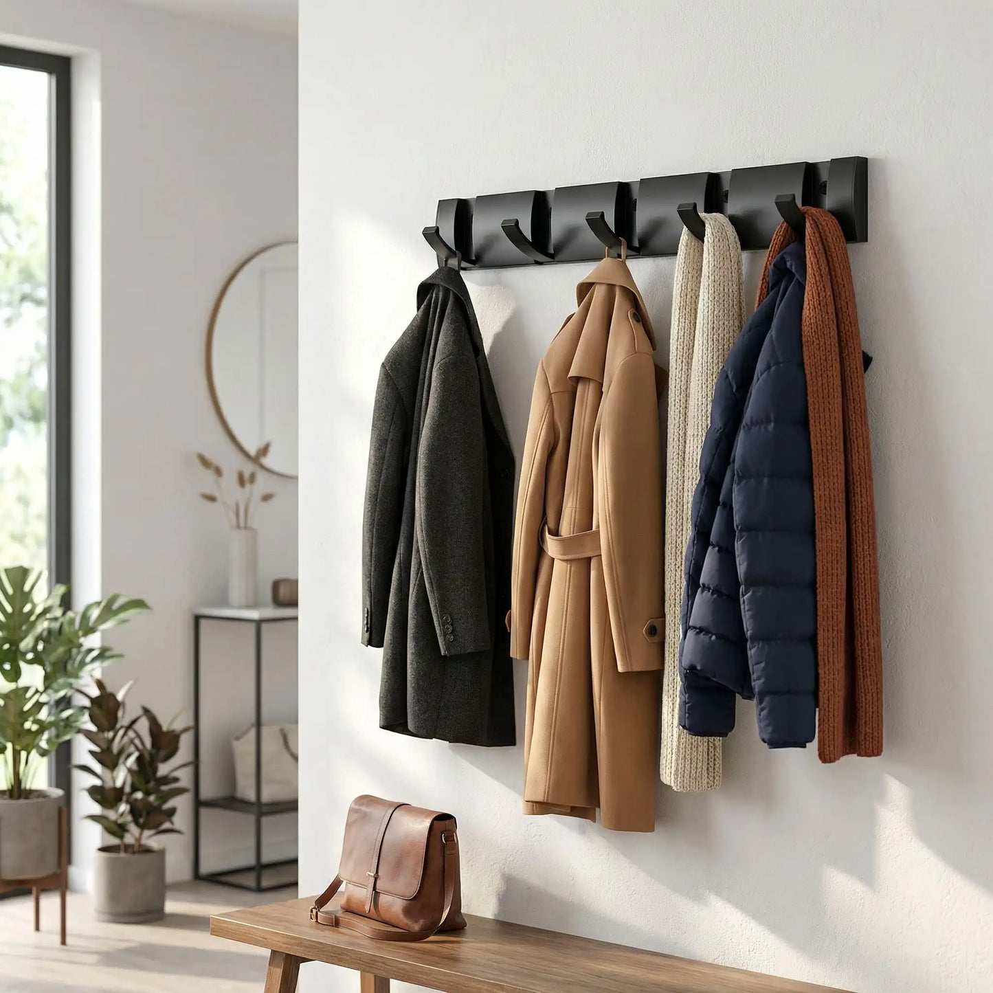 Patere mural en aluminium cinq crochets