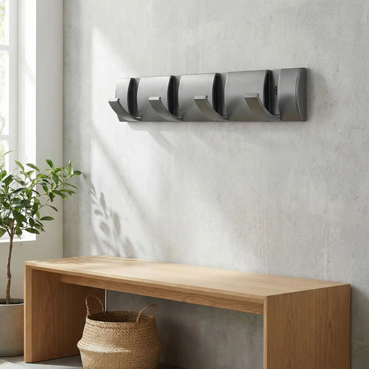 Patere mural quatre crochets Aluminium Design gris