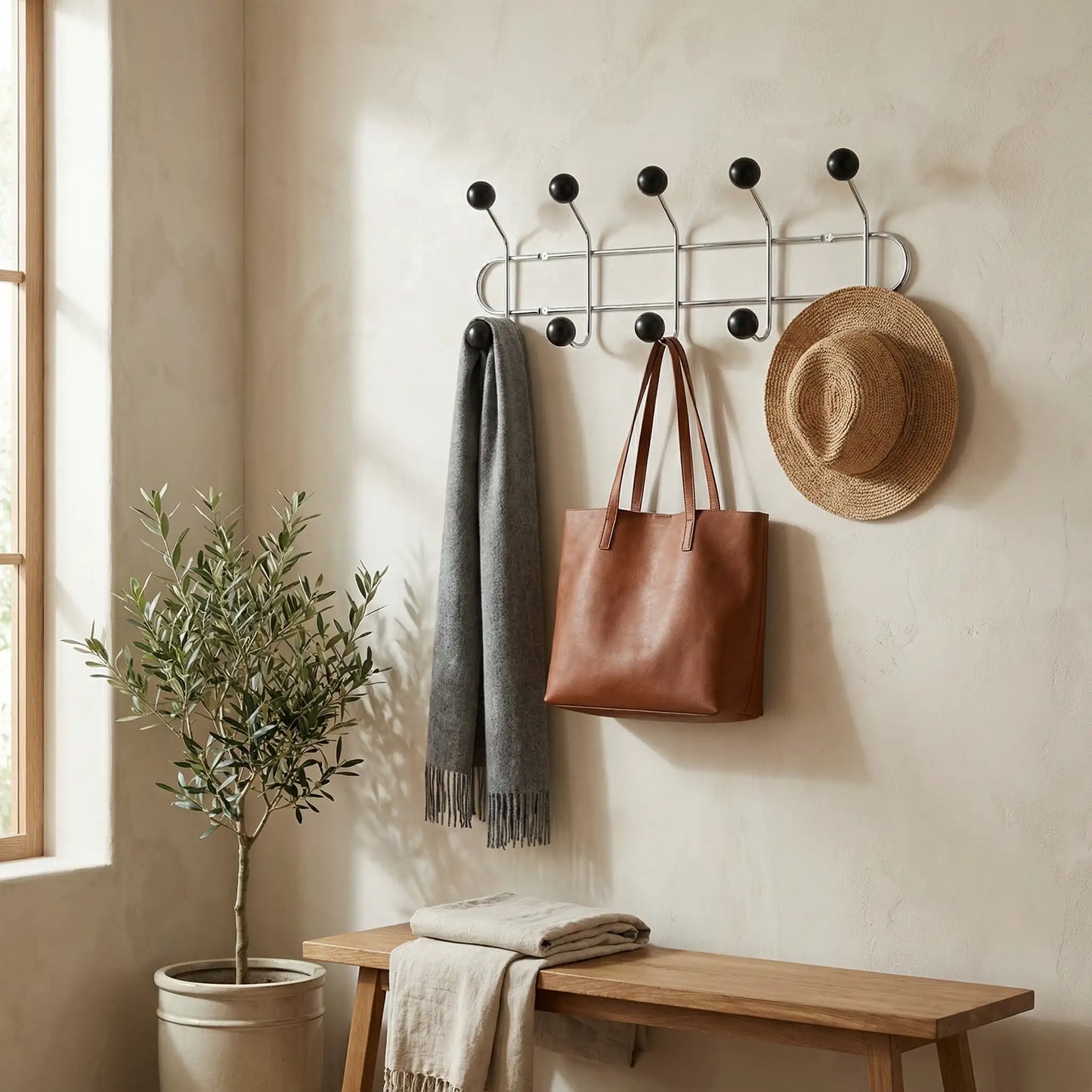 Patère murale avec chapeau et sac Vintage Élégance noir