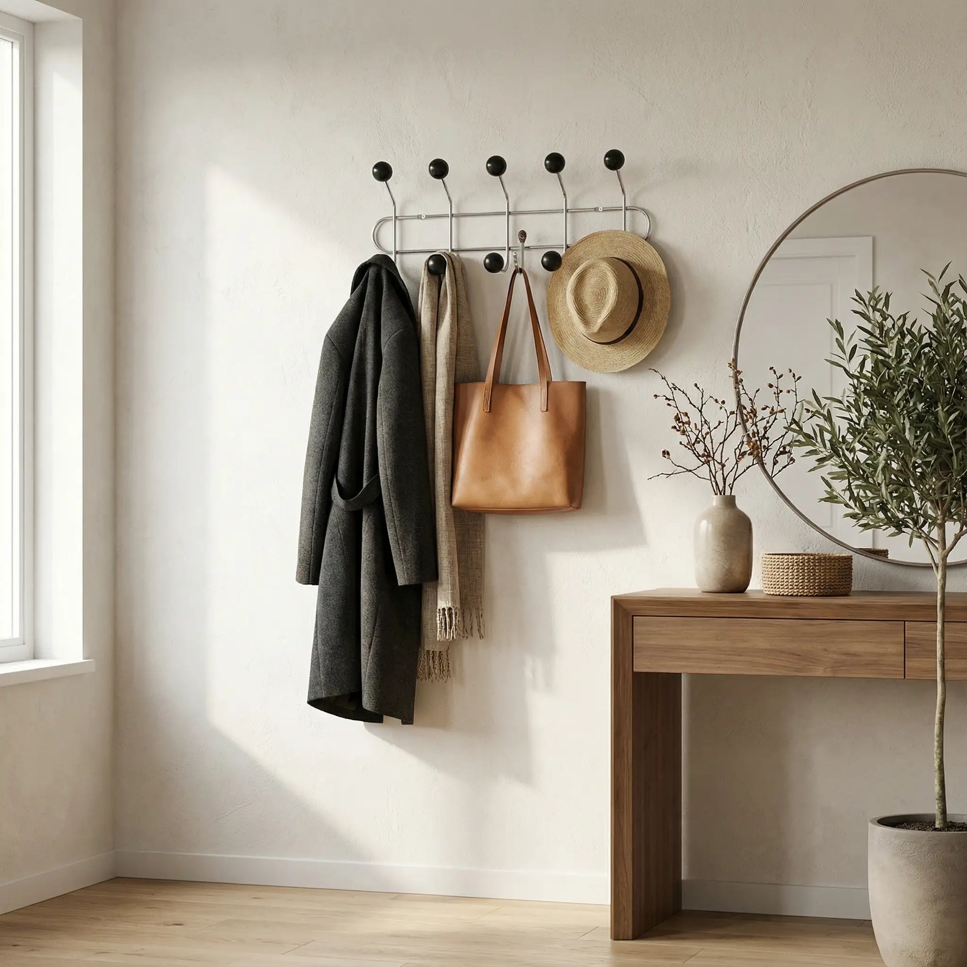 Patère murale avec cinq rangées de crochets Vintage Élégance noir