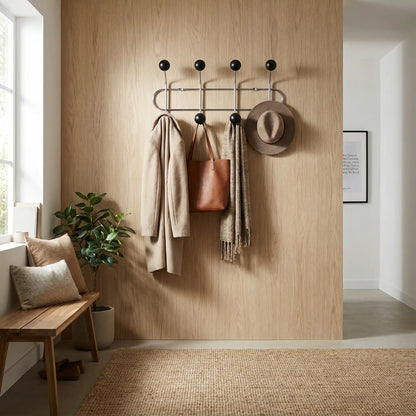 Patère murale avec quatre rangées de crochets Vintage Élégance noir