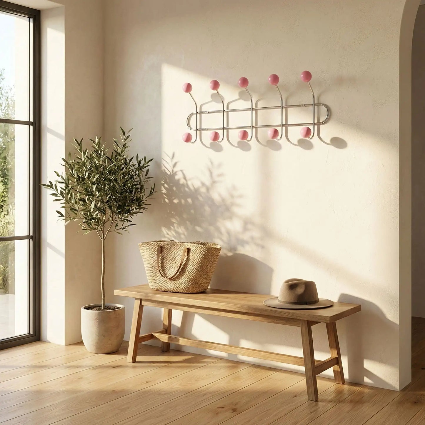 Patère murale cinq rangées de crochets Vintage Élégance Rose