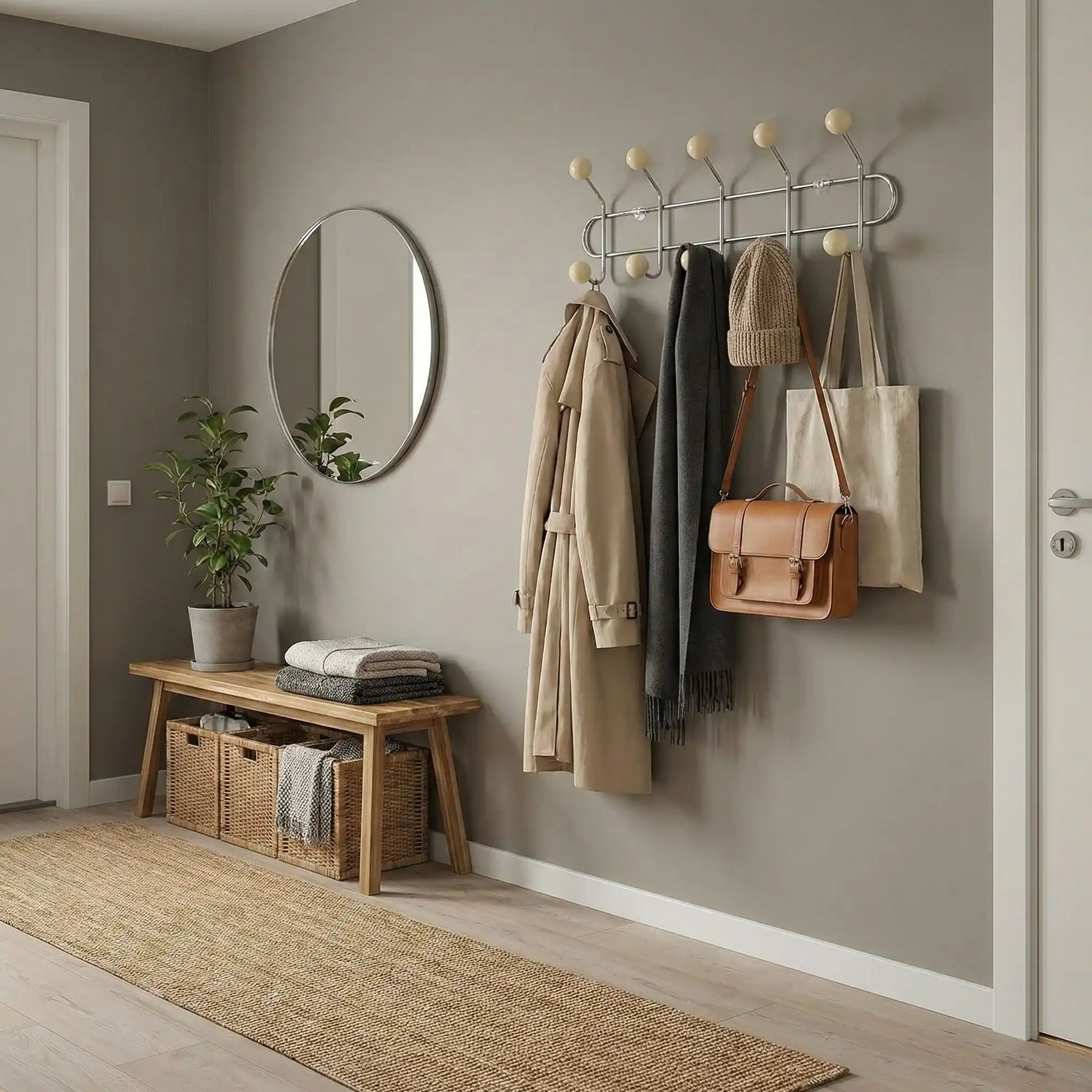 Patère murale dans une belle entrée vintage Élégance beige