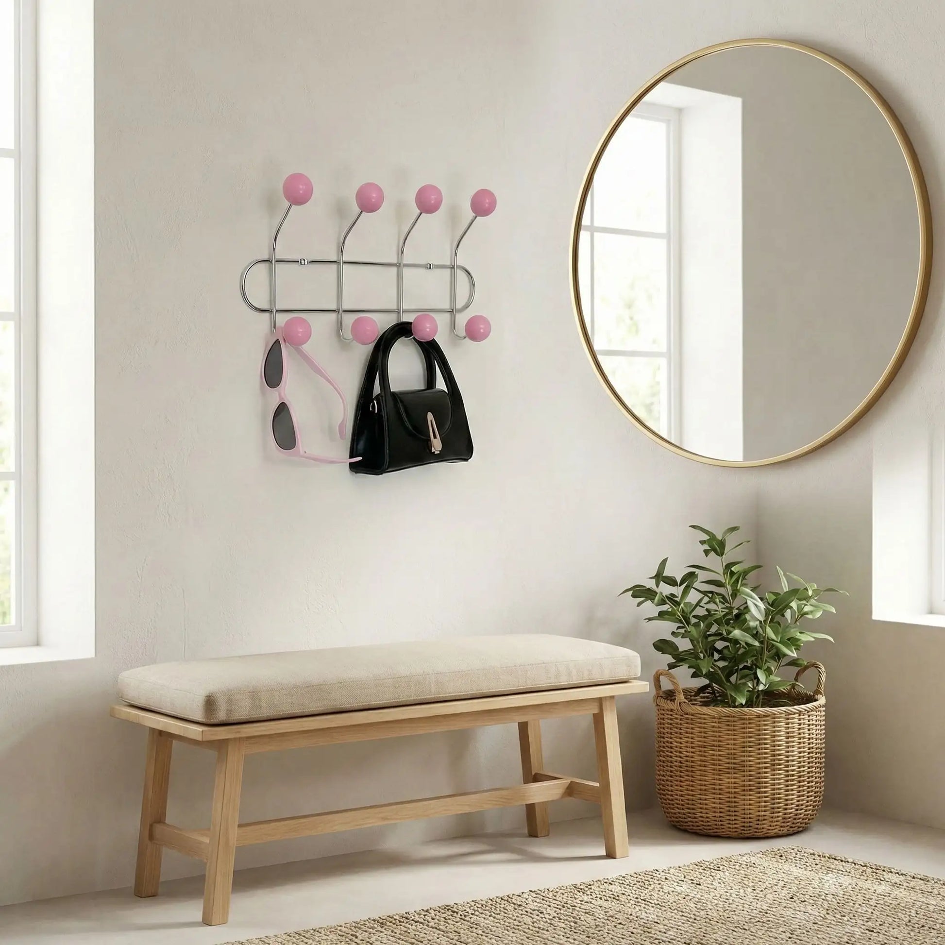 Patère murale dans une belle entrée Vintage Élégance Rose