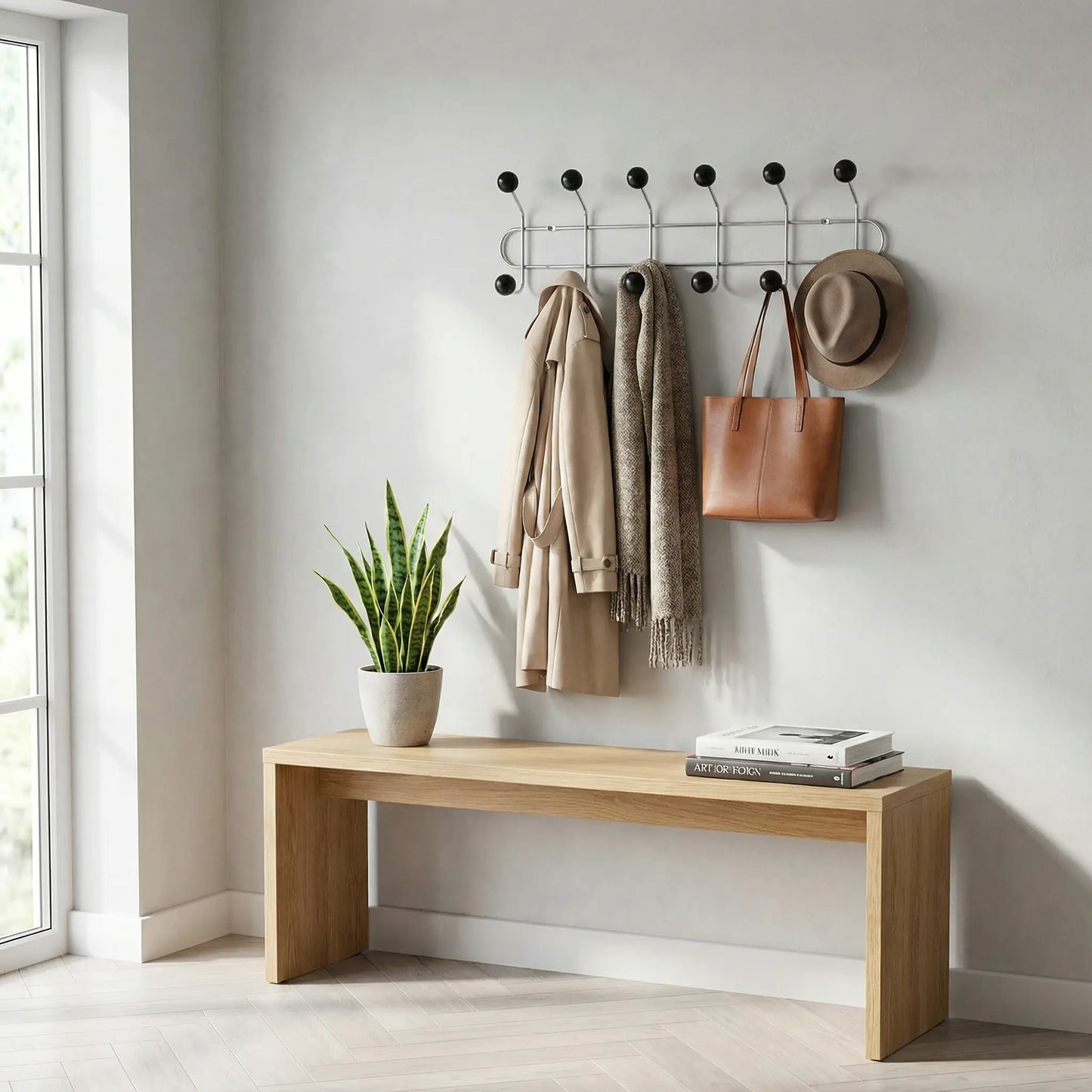 Patère murale entrée ensoleillée Vintage Élégance noir