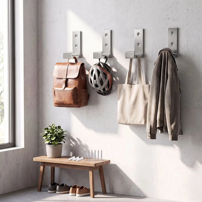 Patère murale LYKKE™ pliable argentée, gain de place et design moderne, lot de 4
