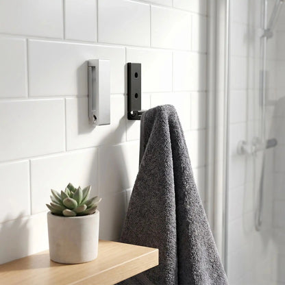 Patere Murale pliable noire, fixation murale dans salle de bain avec serviette et accessoires