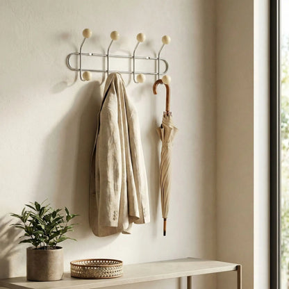 Patère murale quatre rangées de crochets Vintage Élégance beige