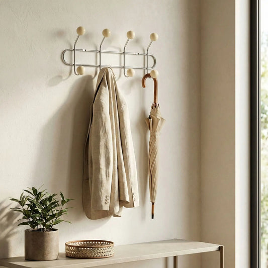 Patère murale quatre rangées de crochets Vintage Élégance beige
