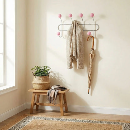 Patère murale quatre rangées de crochets Vintage Élégance Rose