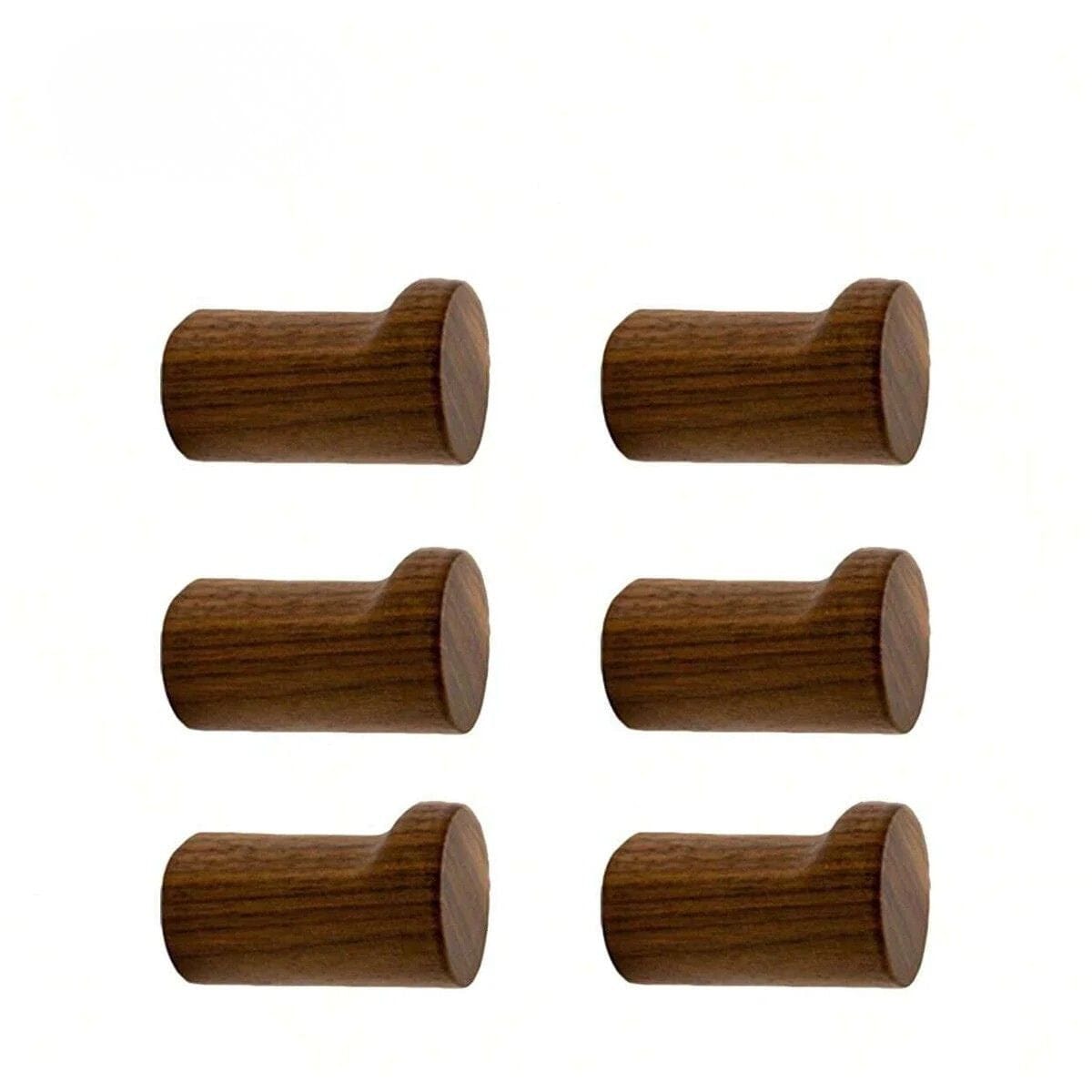 Pateres en Bois en noyer massif, lot de 6 offrant un rangement mural complet