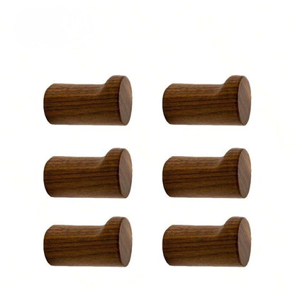 Pateres en Bois en noyer massif, lot de 6 offrant un rangement mural complet