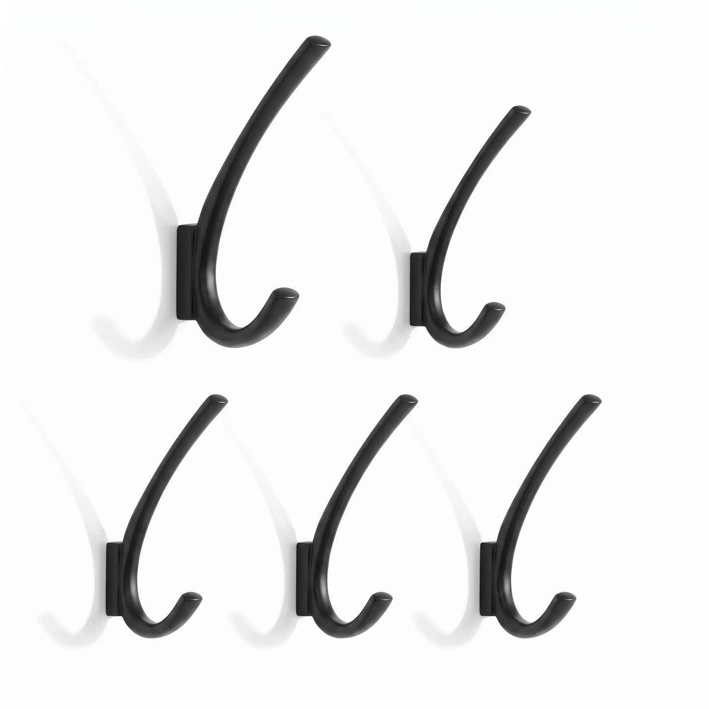 Patères murales LYKKE™ en alliage de zinc noir, crochets design minimalistes, lot de 5